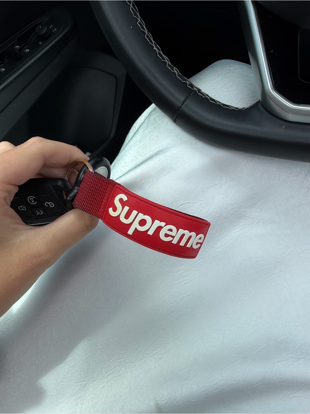 Supreme Red Logo Keyring Strap